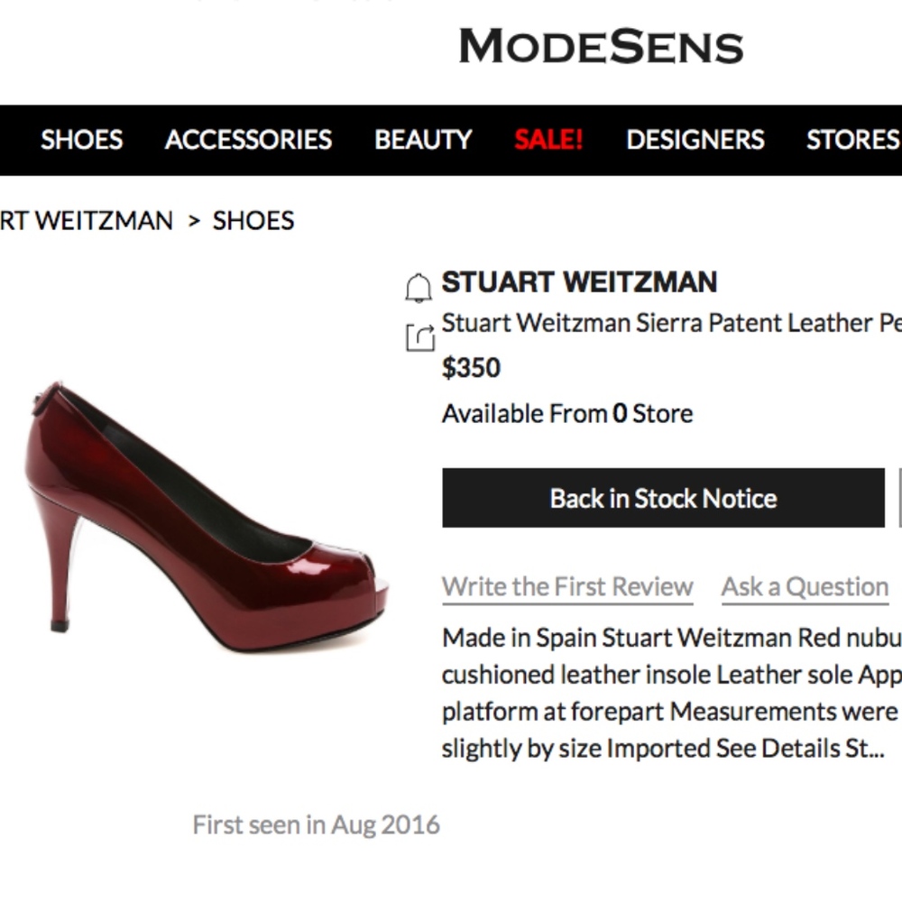 91% OFF! Weitzman SIERRA Red Patent Peep Toe Pumps